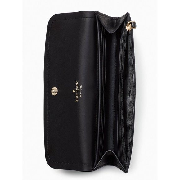 New Kate Spade Rosie Large Flap Wallet Pebble Leather Black - Picture 3 of 3